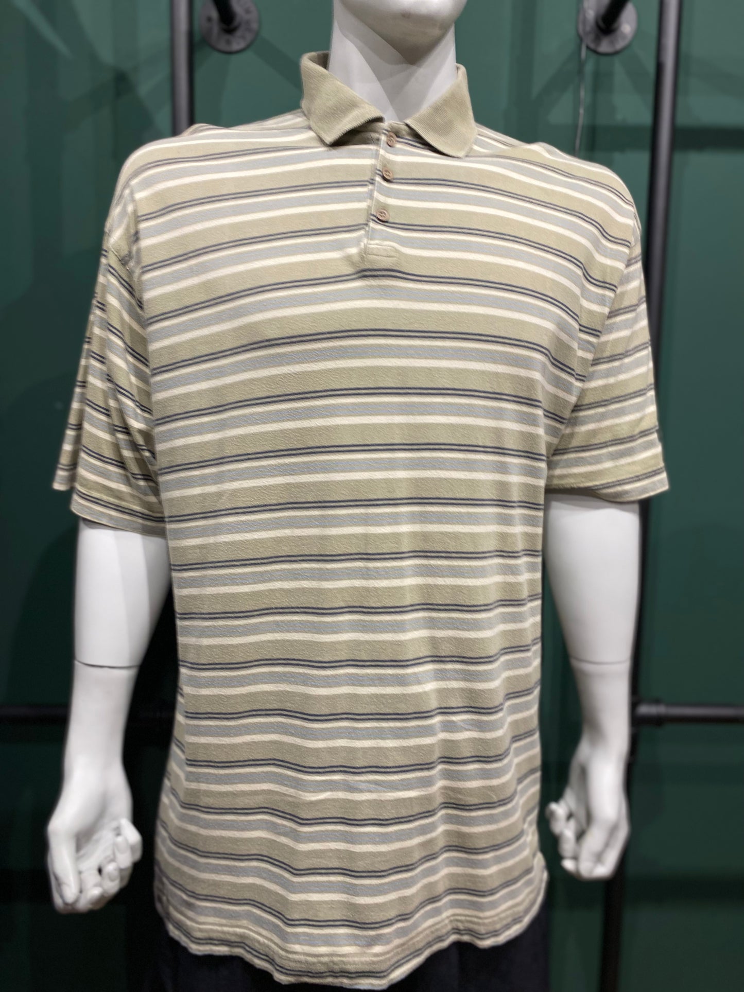 Vintage Springfield Poloshirt XL Beige mit gestreiftem Muster