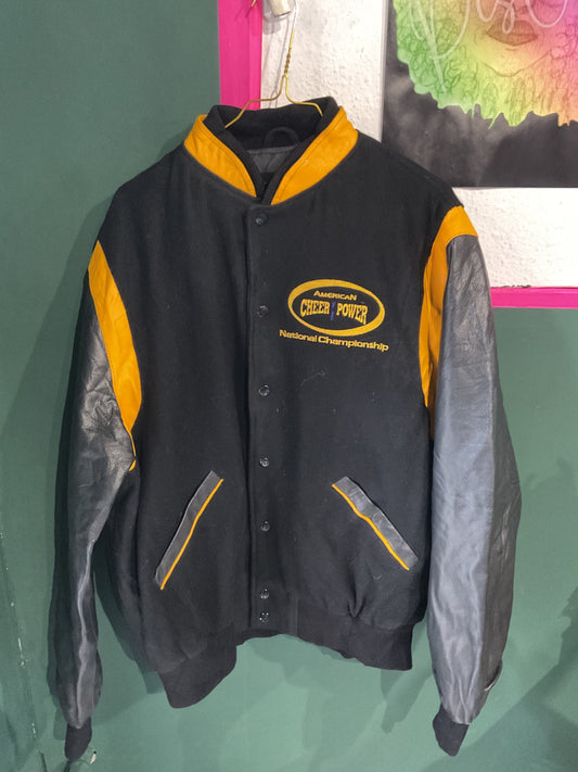 Cheer Power Vintage Cheerlederjacke L Schwarz und Gelb