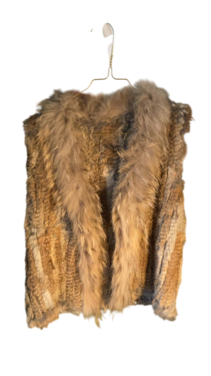 Echtfell-Weste Natural Boho Y2K 