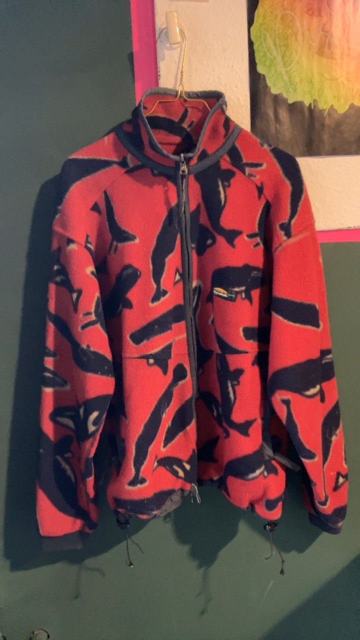 90er Crazy Fleece Jacke - Ski&Outdoor Style - Statement Piece 