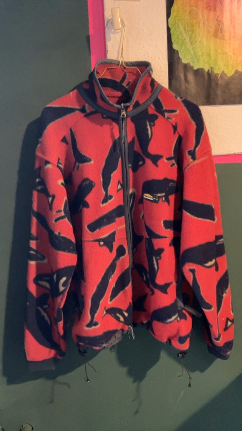 90er Crazy Fleece Jacke - Ski&Outdoor Style - Statement Piece 