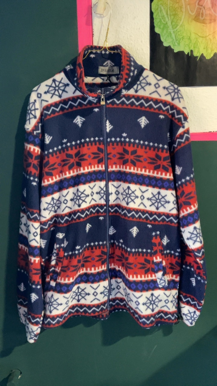 Crazy Fleece Zipjacke - 90s Ski/Party Look - warm, auffällig, bequem