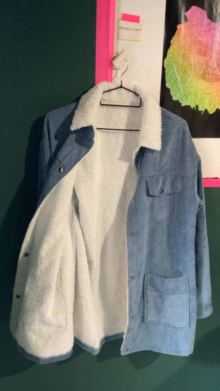 Y2K Cordjacke mit Teddykragen 