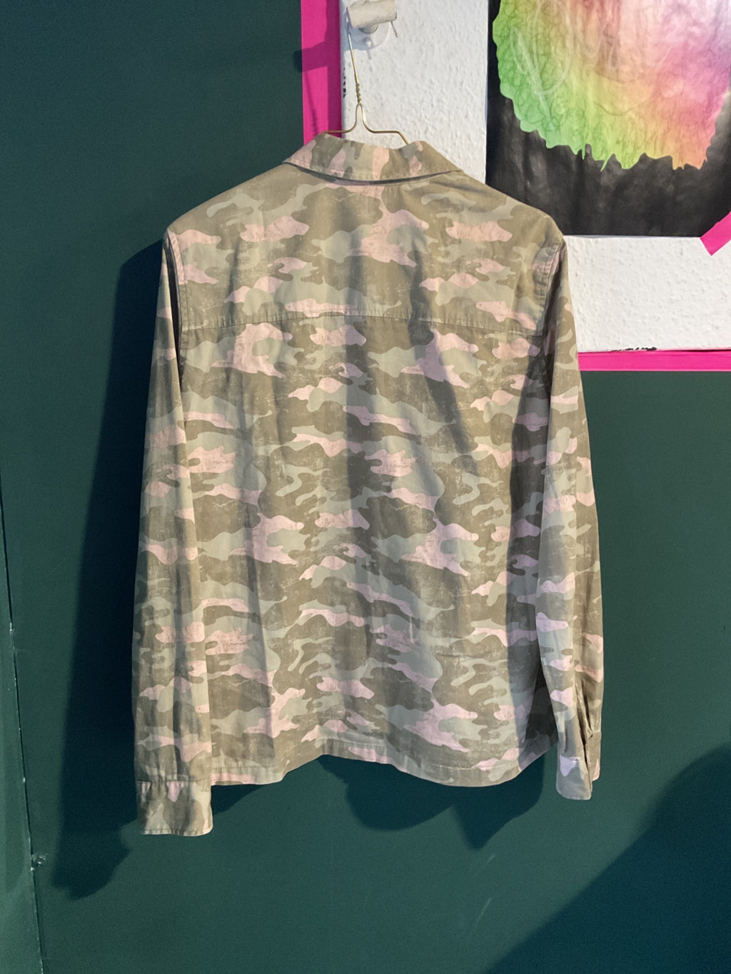 Y2K Camouflage Hemdbluse mit Nieten 