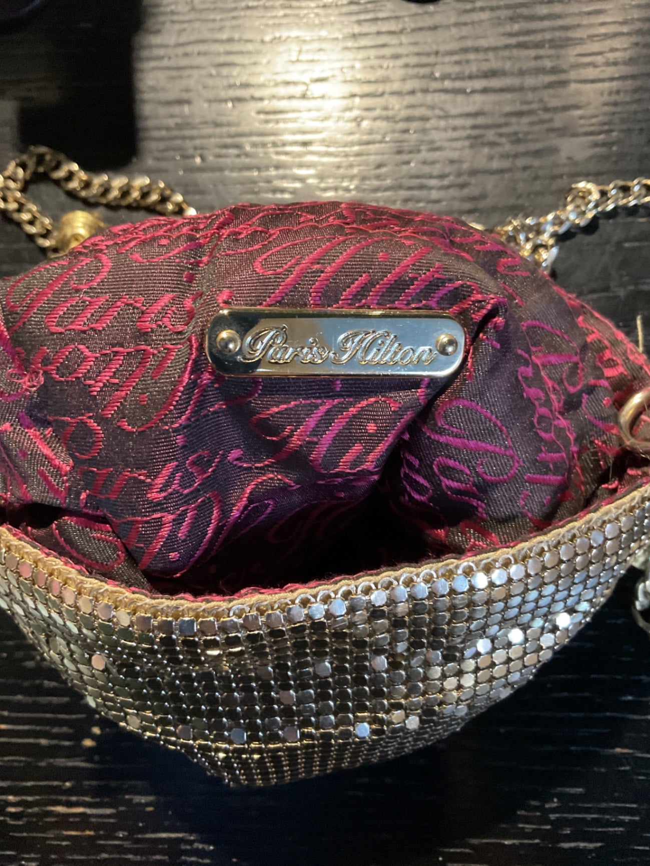 Vintage Paris Hilton Y2K Metall-Mesh Tasche 