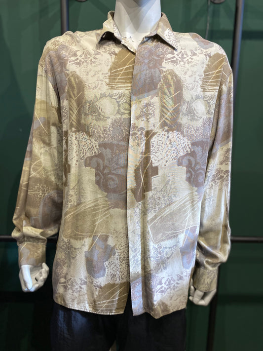 Vintage Gardner Hemd Langärmlig Braun, Beige