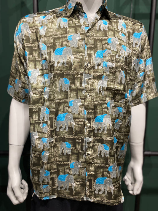 Vintage Champagne Kurzarmhemd XL Bunt