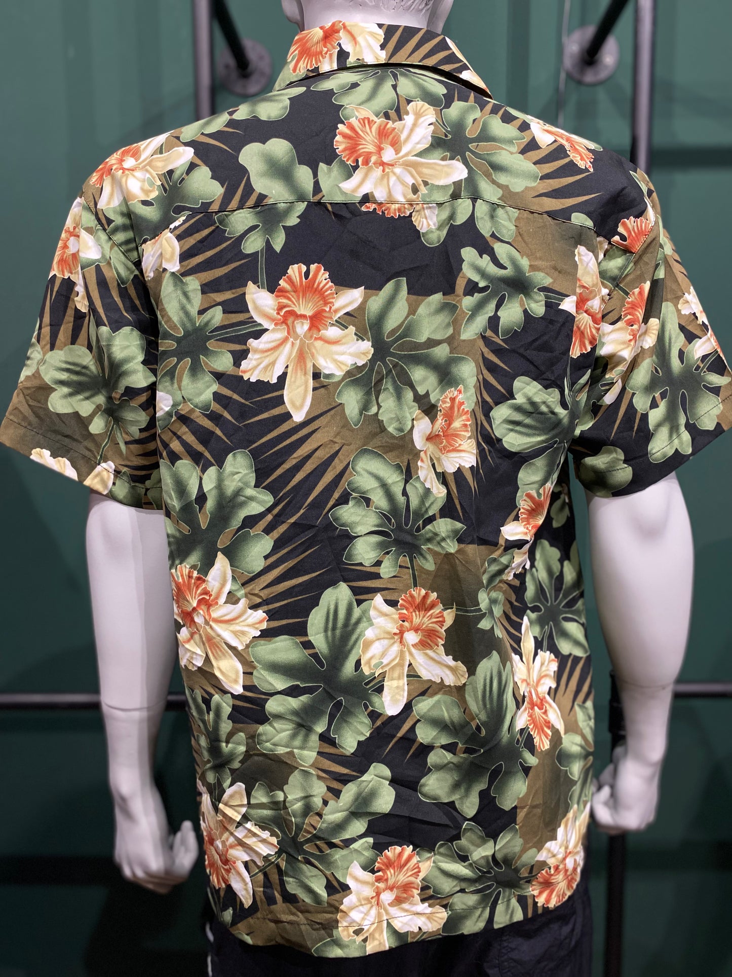 Vintage Lowes Hemd S Grün mit Blumenmuster