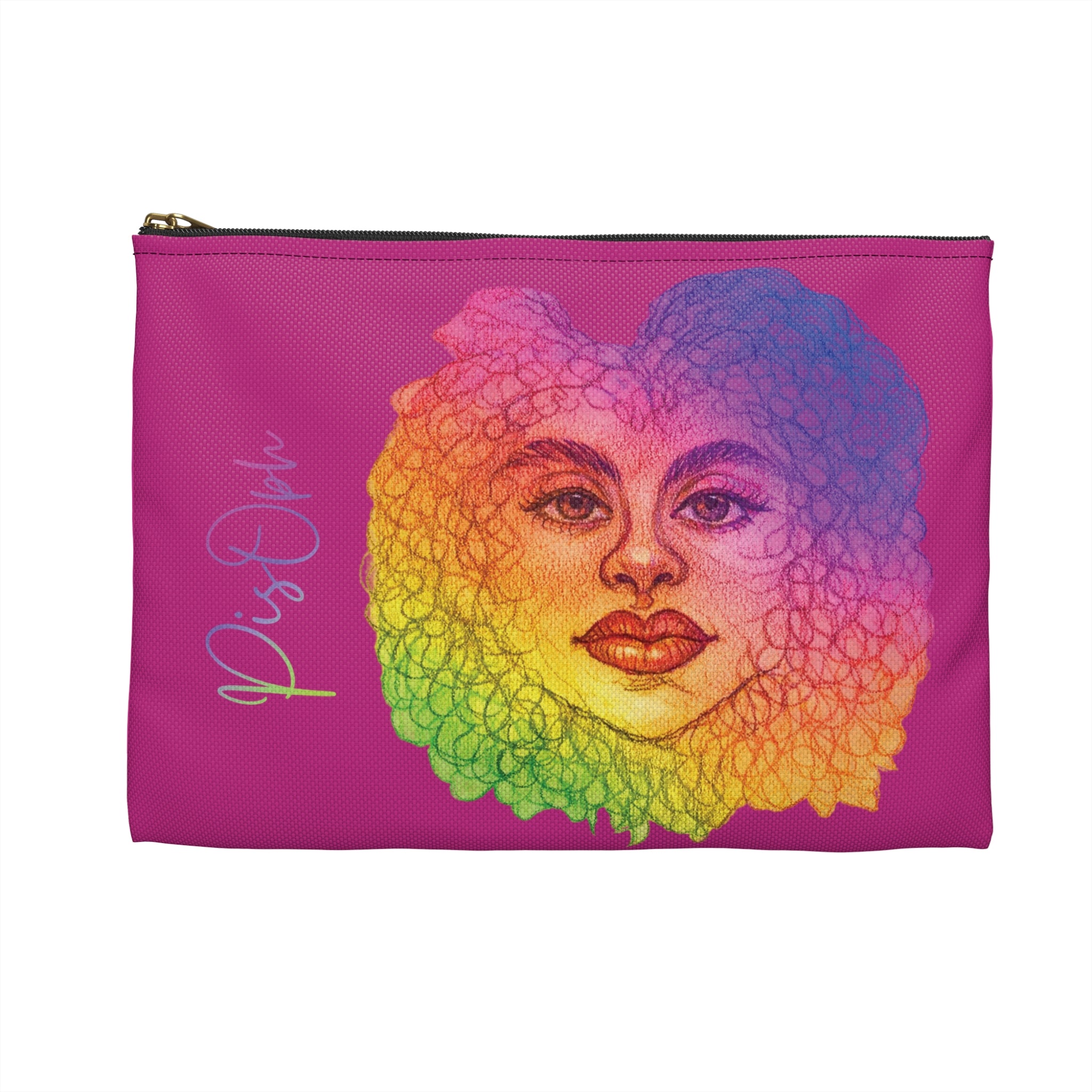 Rainbow Afro Woman Accessory Pouch — 'PisOph' Cosmetic & Makeup Bag